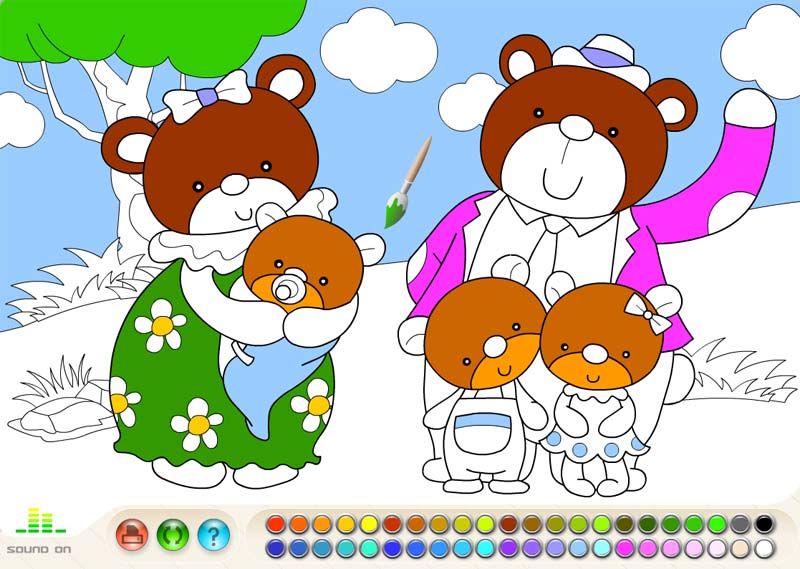 Сделай игру мишку. Семья медведей раскраска. Семья мишек раскраска. Раскраска семья медведей для детей. Игра раскраска семья медведей.