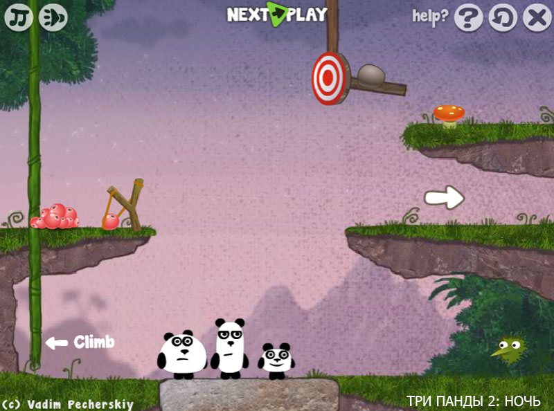 3 панды ночь